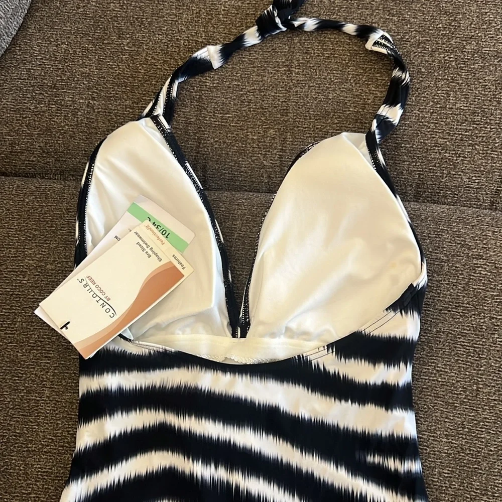 Contours By Coco Reef Zebra Twist Plunge Halter One Piece Swimsuit Size … - Picture 10 of 16